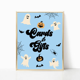 Poster Panneau Éffrayant Halloween bleu