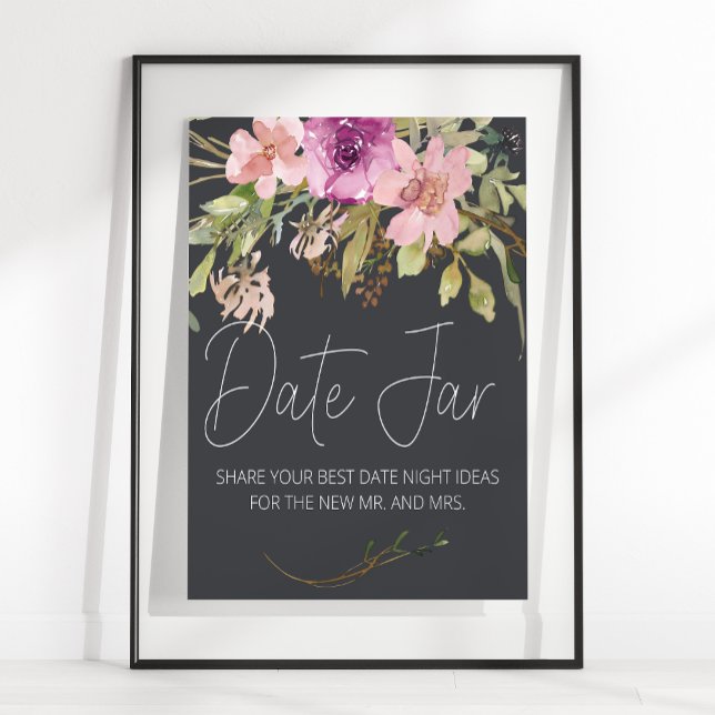 Poster Panneau élégant de fleurs roses et violettes pouss (Créateur téléchargé)