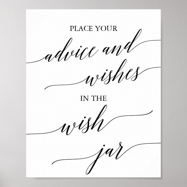 Poster Panneau élégant de souhait en calligraphie noire (Devant)