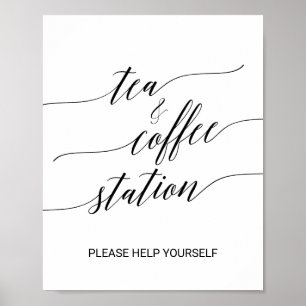 Poster Panneau élégant de thé et café en calligraphie noi