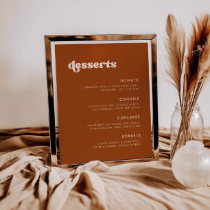 Poster Panneau élégant du bar-dessert Burnt Orange Mariag