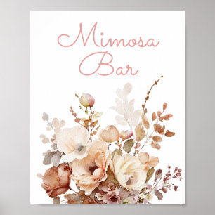 Poster Panneau élégant Fleur sauvage rose Mimosa Bar