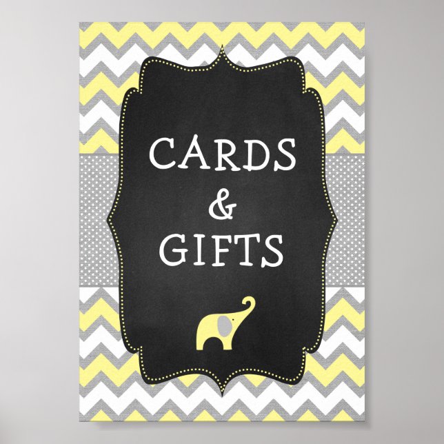 Poster Panneau Eléphant jaune Baby shower 5x7 (Devant)