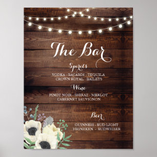 Poster Panneau en bois Bar Floral Anémone Réception de Ma
