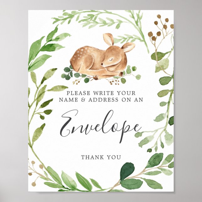 Poster Panneau Enveloppe Baby shower cerf (Devant)