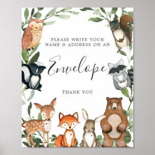Poster Panneau Enveloppe Baby shower de l'adresse des ani