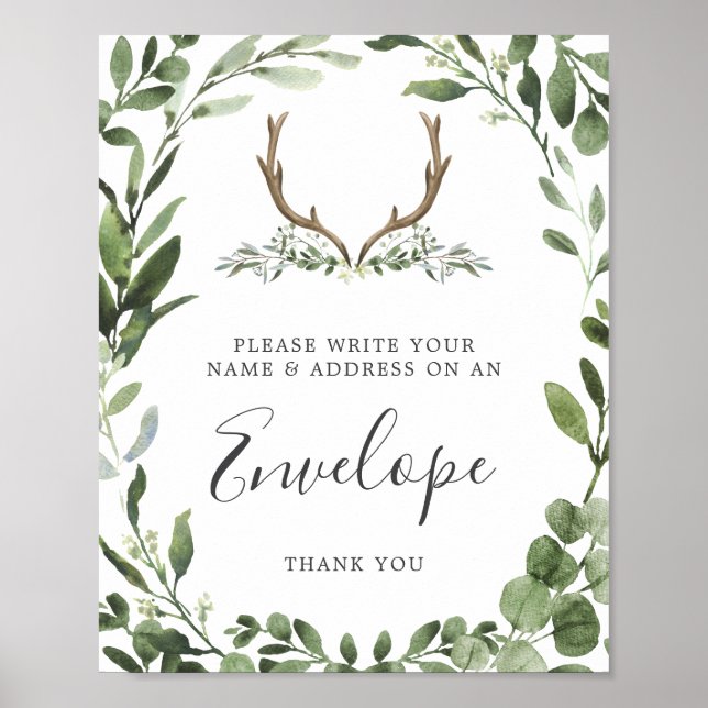 Poster Panneau Enveloppe de l'adresse du Baby shower Deer (Devant)