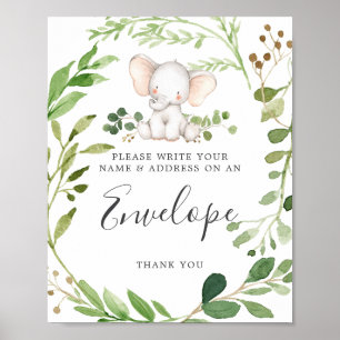 Poster Panneau Enveloppe de l'adresse du Baby shower élép