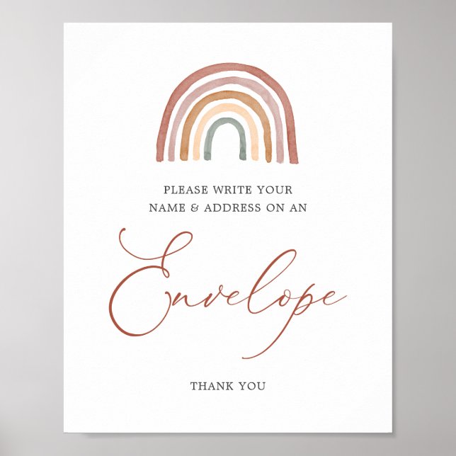 Poster Panneau Enveloppe du Baby shower arc-en-ciel (Devant)