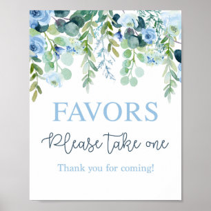 Poster Panneau Faveurs floral bleu