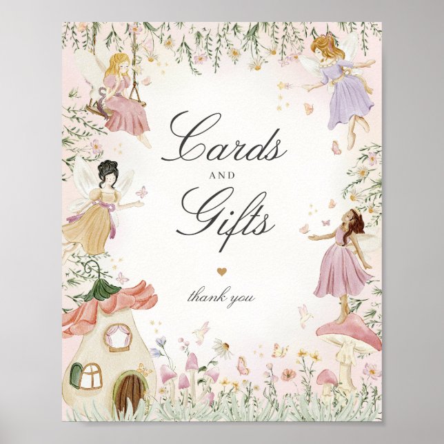 Poster Panneau fête d'anniversaire Fairy Garden Cartes et (Devant)