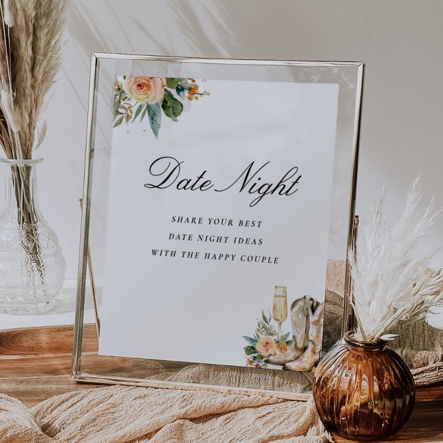 Poster Panneau Fête des mariées Date Night Boots and Bubl (Créateur téléchargé)