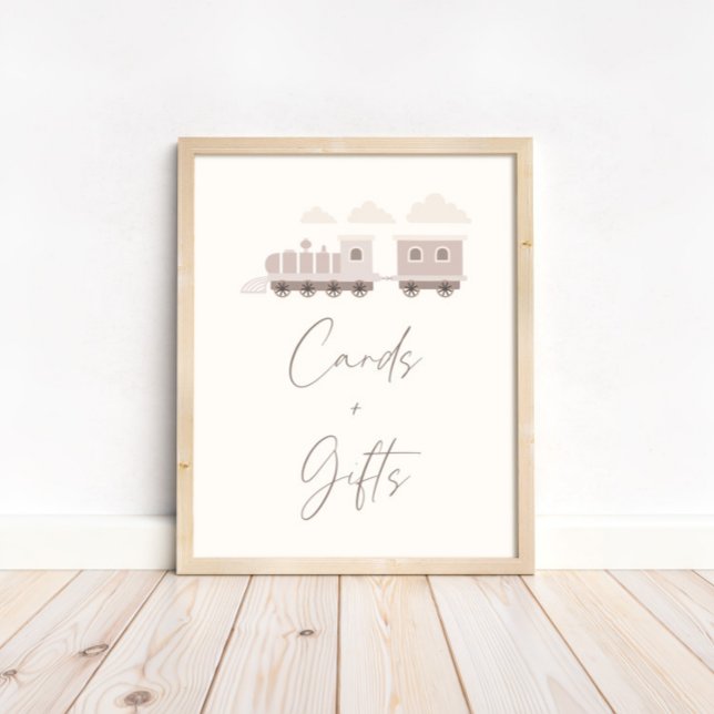 Poster Panneau Filles roses Train Cartes d'anniversaire e (Super cute and customizable table sign!)