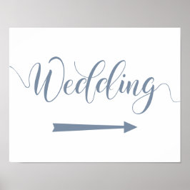 Poster Panneau fléché Mariage bleu foncé