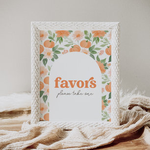 Poster Panneau Fleur Citrouille Baby shower Faveurs