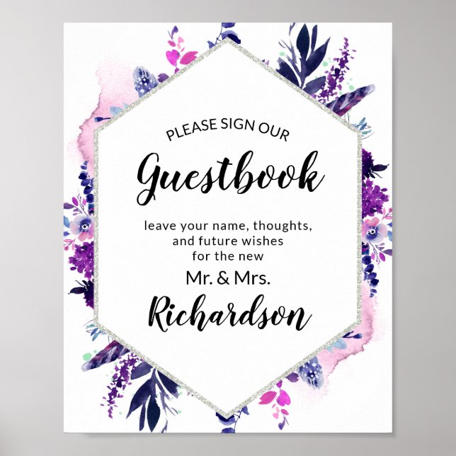 Poster Panneau Fleur Florale Enchantée Violet Signez notr (Devant)
