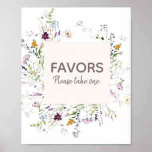 Poster Panneau fleur sauvage de Baby shower d'aquarelle p
