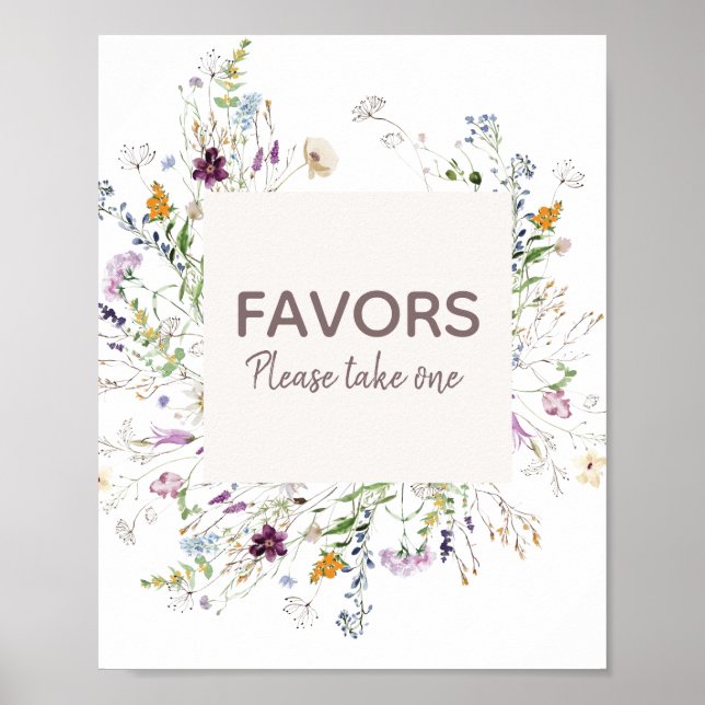 Poster Panneau fleur sauvage de Baby shower d'aquarelle p (Devant)
