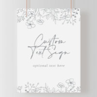 Panneau Fleur sauvage neutre calligraphie texte pe