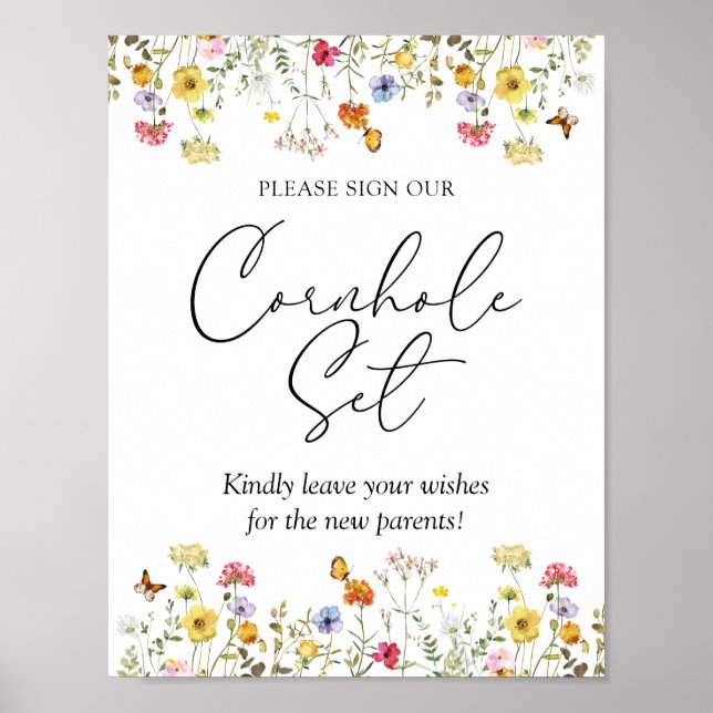 Poster Panneau fleur sauvage Notre Baby shower Ensemble d (Devant)