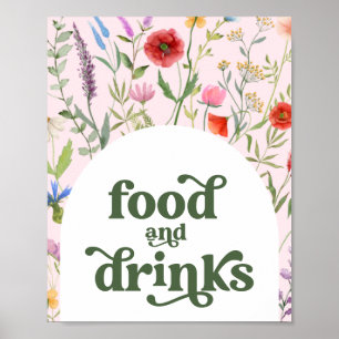 Poster Panneau fleur sauvage Retro Baby shower Aliments e