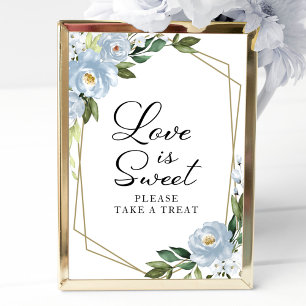 Poster Panneau Fleuris Bleu Poussiéreux Géométrique Love 