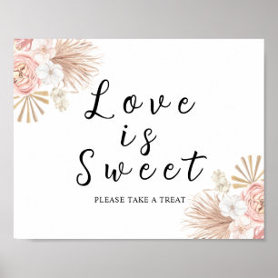Poster Panneau Fleurs Roses Bohème Love is Sweet