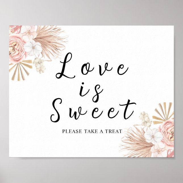 Poster Panneau Fleurs Roses Bohème Love is Sweet (Devant)