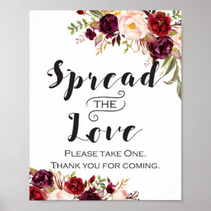 Poster Panneau floral boho Bourgogne - Répandez l'amour