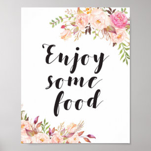 Poster Panneau floral boho Profitez de la nourriture