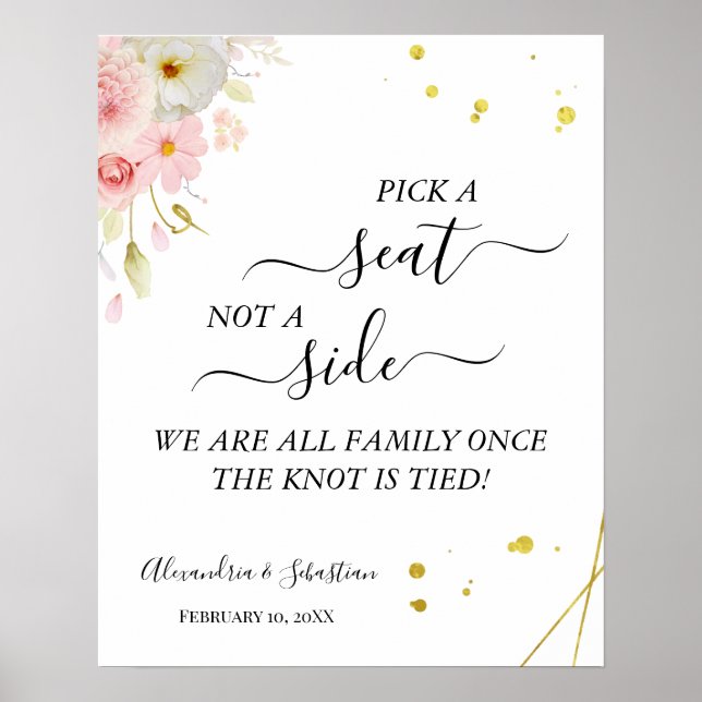Poster Panneau Floral Choisir un siège et non un Mariage  (Devant)