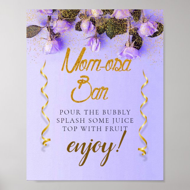 Poster Panneau Floral Élégant Baby shower Mimosa Bar (Devant)