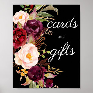 Poster Panneau Floral Marsala Bourgogne Cartes & Cadeaux