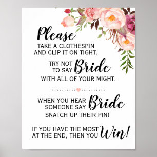 Poster Panneau floral rose pour enterrement de vie de jeu