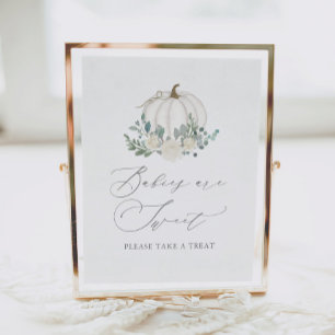 Poster Panneau Floral verdure Citrouille Baby shower Trai