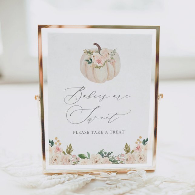 Poster Panneau Floral verdure Citrouille Baby shower Trai (Créateur téléchargé)