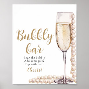 Poster Panneau Gold Pearls et Prosecco Champagne Bubbly B