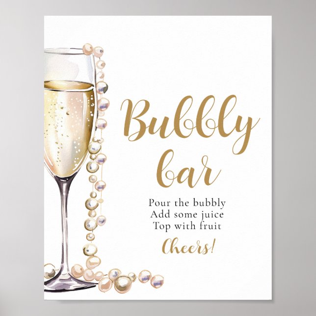 Poster Panneau Gold Pearls et Prosecco Champagne Bubbly B (Devant)