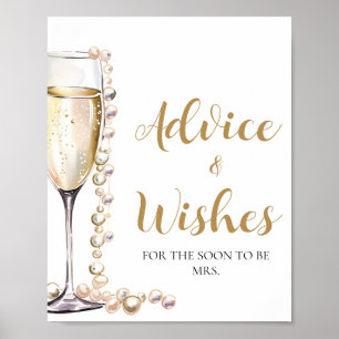 Poster Panneau Gold Pearls et Prosecco Conseils et Voeux