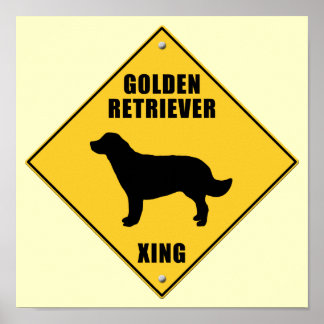 Poster Panneau Golden Retriever Crossing (XING)
