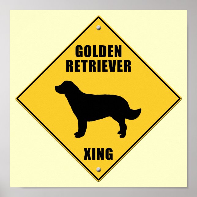 Poster Panneau Golden Retriever Crossing (XING) (Devant)