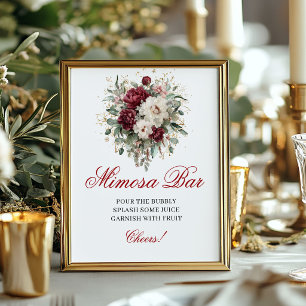 Poster Panneau Greenery Gold Mimosa Bar Blush Burgundy 8x