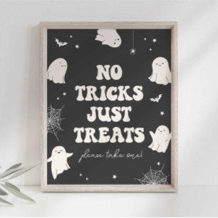 Poster Panneau Halloween Fantôme Effrayant Pas de Farces