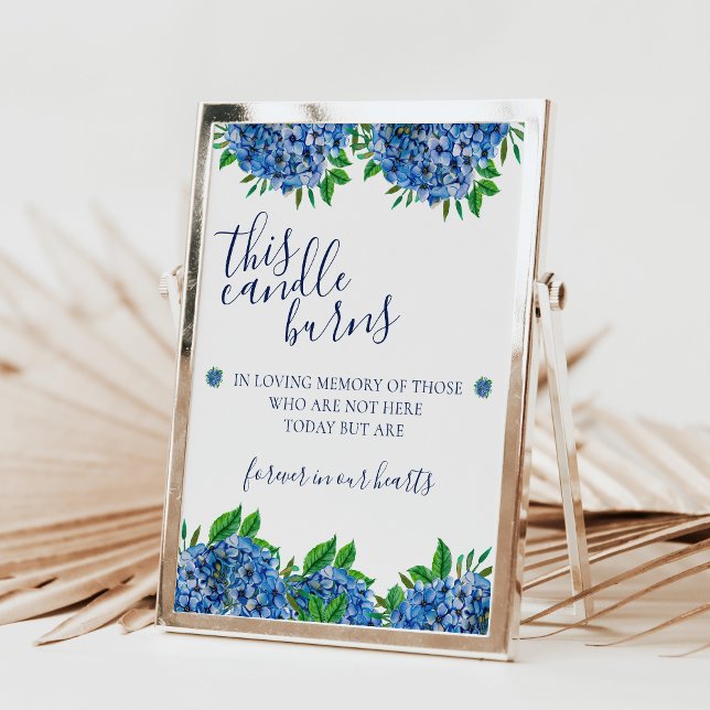 Poster Panneau Hydrangeas cette bougie brûle en souvenir (Créateur téléchargé)