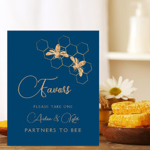 Poster Panneau Indigo & Honeycomb Wedding shower Favorise