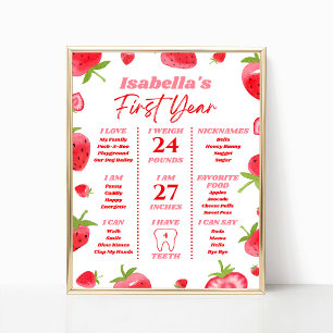 Poster Panneau Jalon du premier anniversaire de la fraise