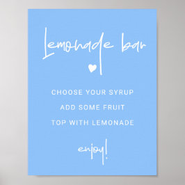 Poster Panneau Lemonade Bar Pour Modèle Bleu Fête Douche