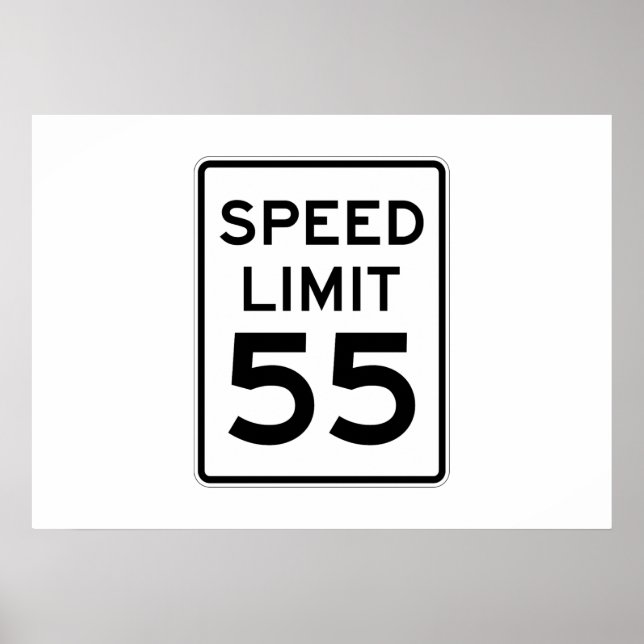 Poster Panneau Limite de vitesse 55 MPH (Devant)