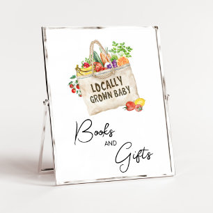 Poster Panneau Livres et cadeaux de Baby shower cultivés 