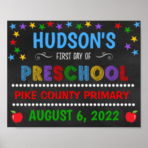 Poster Panneau lumineux du premier jour de la maternelle